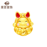 菜百首饰 黄金转运珠 足金红烤彩兔爷转运珠 定价 含皮绳