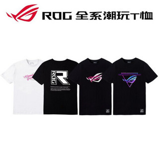 ASUS 华硕 ROG 全系新款rog短袖休闲T恤衫夏季新款体恤半袖跑步T恤 战队信仰电竞短袖衣服 手写体白 S