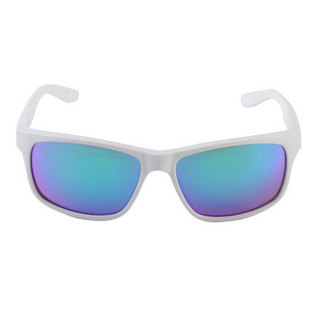 耐克（NIKE）中性款白色镜框白色镜腿灰色LOGO蓝色反光膜镜片板材眼镜 太阳镜 EV0835 133 59MM