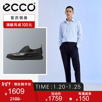 ECCO爱步英伦风休闲皮鞋男 冬天鞋子男潮 适动混合轻巧837244 黑色83724401001 43