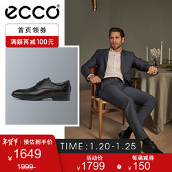 ecco 爱步 德比鞋男冬季男鞋正装皮鞋低跟鞋男 适途512734 黑色51273401001 42