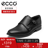 ECCO爱步商务皮鞋 品牌真皮英伦商务正装德比鞋男鞋 墨本621844 黑色62184401001 40