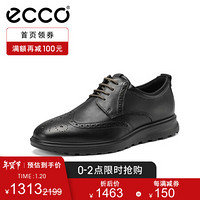 ECCO爱步英伦风休闲皮鞋男冬季平底男鞋 CS20混合633114 黑色63311401001 42