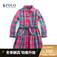 Ralph Lauren/拉夫劳伦女童 2020年冬季格纹斜纹棉布衬衫式连衣裙34554 650-粉红色 3/3T