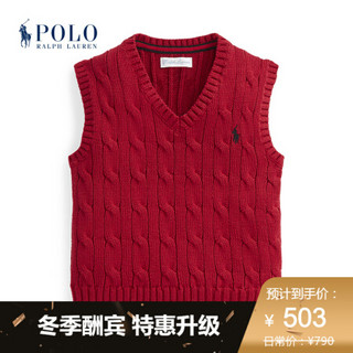 Ralph Lauren/拉夫劳伦男婴 2020年冬季绞花编结棉质毛衫背心34693 600-红色 9M