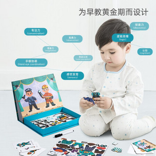 贝恩施儿童磁性拼图玩具早教幼儿启蒙玩具男孩女孩3-6岁玩具便捷一体盒型女孩换装系列拼图YZ125