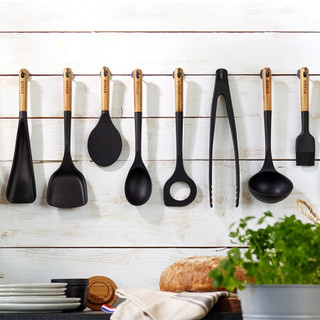 staub 珐宝 木柄硅胶家用汤勺饭勺漏勺刮勺分菜勺多功能勺厨具配件套组 木柄硅胶多功能勺