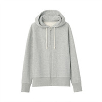 無印良品 MUJI 無印良品 女式 粗细不均毛圈 拉链连帽衫 浅灰色 S