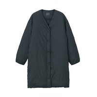 无印良品 無印良品 MUJI 女式 轻量羽绒便携式 大衣 黑色 M-L