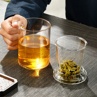 富光 清韵花茶杯 男女士茶水分离杯子 双层居家办公泡茶玻璃杯  高硼硅材质耐高温 可加热水杯 加厚款 500ML