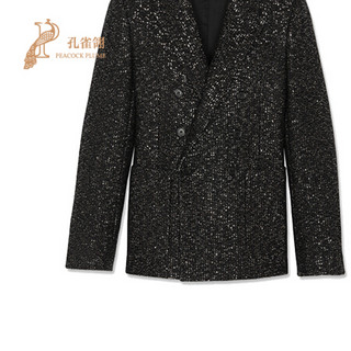 孔雀翎Saint Laurent Paris/圣罗兰女装2020新款女士YSL时尚双排六粒扣夹克 黑色 34