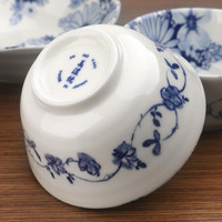 美浓烧(Mino Yaki) 日本原装进口 美浓烧陶瓷碗碟餐具套装 蓝华10头套装