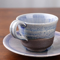 美浓烧（Mino Yaki） 日本原装进口茶杯日式咖啡杯碟套装家居饮茶杯马克杯下午茶水杯 青线