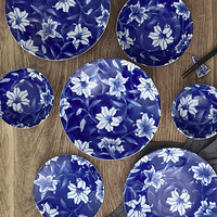 美浓烧 日式染付日本进口和风创意复古早餐网红陶瓷组合轻奢瓷器餐具套装 浅碗