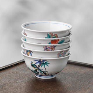 九谷烧 日本原装进口餐具陶瓷碗日式家用米饭碗餐具套装礼盒 4.5英寸 谷花鸟-单个
