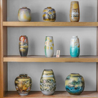 九谷烧 日本原装进口花瓶日式陶瓷花瓶摆件 8号花瓶（银彩双鹤）