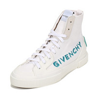 纪梵希 GIVENCHY 男士织物高帮系带休闲运动鞋帆布鞋白色蓝色LOGO刺绣 BH001UH0H9 148 40码