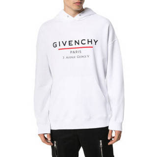 纪梵希 GIVENCHY FW20秋冬 男士LOGO标签印花连帽衫 BMJ05430AF 100 白色 M