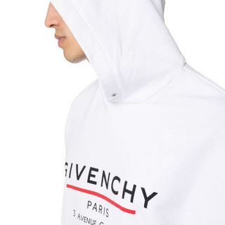 纪梵希 GIVENCHY FW20秋冬 男士LOGO标签印花连帽衫 BMJ05430AF 100 白色 M