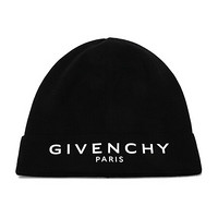 纪梵希 GIVENCHY 男女中性棉质针织帽子黑色白色LOGO图案 BPZ014 P08C 004