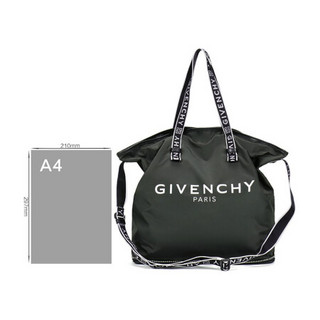 纪梵希 GIVENCHY 男士织物配皮手提单肩斜挎包墨绿色黑色 BK507CK0B5 004