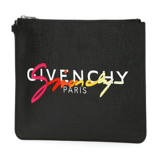 纪梵希 GIVENCHY FW20秋冬 男士GIVENCHY LOGO大号手拿包 BK600JK0YD 001 黑色