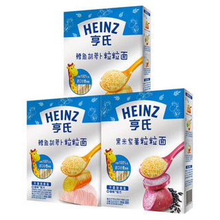 Heinz 亨氏 超金系列 金装粒粒面 鳕鱼胡萝卜 320g*2盒+黑米紫薯 320g