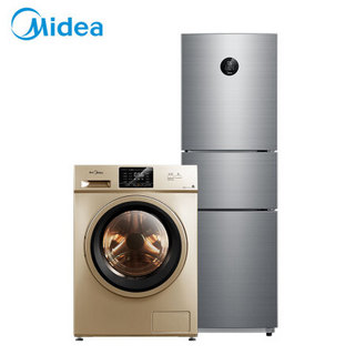 美的(Midea)260升一级风冷三门冰箱 BCD-260WTPZM(E)+美的(Midea)10公斤变频洗烘一体洗衣机MD100V31DG5