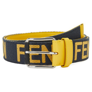 芬迪 FENDI 男士蓝色帆布FENDI刺绣图案针扣腰带 7C0367 ADPN F1CJI 95