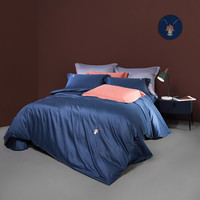  罗莱生活 LUOLAI 家纺 小戏精 长绒棉三件套 藏青色 1.2m床