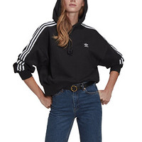 ADIDAS 阿迪达斯 三叶草 女子 SHORT HOODIE 运动 卫衣/套头衫 GN2890 黑色  XS码