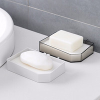 百露免打孔无痕壁挂式皂盒浴室创意沥水海绵洗衣皂肥皂盒卫生间香皂架 半透黑