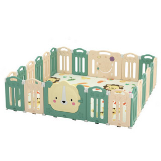 澳乐 儿童婴儿游戏围栏宝宝学步爬行垫家用室内外儿童游乐场安全护栏狮子折叠围栏 米绿20+2