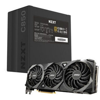 微星（MSI）万图师 GeForce RTX3080 VENTUS 3X 10G GDDR6X OC 显卡+恩杰 NZXT C850 额定850W电源