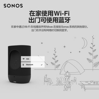 SONOS Move×2 蓝牙便携音响 带电池续航10小时 防水防尘 多场景使用 户外便携式大音量 蓝牙款（黑色）