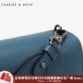 CHARLES&KEITH 女包CK2-80670875锁扣设计宽肩带单肩斜挎小方包 蓝色 M