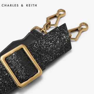 CHARLES&KEITH CK8-62250037欧美金属方扣装饰女士肩带 黑色