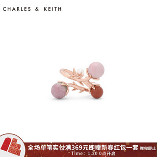 CHARLES＆KEITH首饰配饰CK5-31470013珠饰藤蔓造型环绕戒指 红色