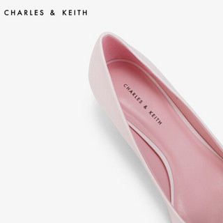 CHARLES&KEITH女鞋CK1-60580126纯色简约女士尖头猫跟单鞋 浅粉色 35