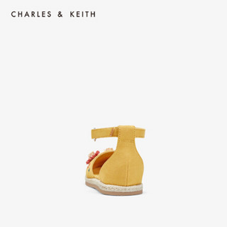 CHARLES＆KEITH童鞋CK9-71700048立体花朵饰女童草编单鞋 Yellow黄色 23