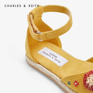 CHARLES＆KEITH童鞋CK9-71700048立体花朵饰女童草编单鞋 Yellow黄色 23