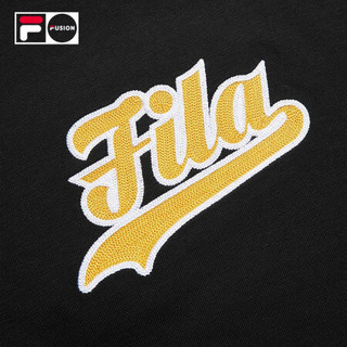 FILA 斐乐男装INLINE系列官方连帽卫衣男子2020冬季新款休闲时尚运动套头衫商场同款 深黑-BK 180/100A/XL