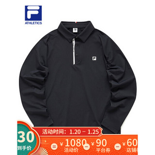 FILA ATHLETICS 男士长袖POLO衫2021年春季新款专业运动高尔夫服 传奇蓝-NV 180/100A/XL