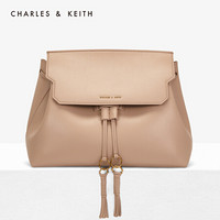 CHARLES＆KEITH女包抽绳流苏饰女士双肩包女CK2-20780979-2 Beige米色 L