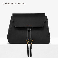 CHARLES＆KEITH女包抽绳流苏饰女士双肩包女CK2-20780979-2 Black黑色 L