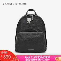 CHARLES＆KEITH女CK2-60150842-1金属机器人女士双肩包书包 Black黑色 XL