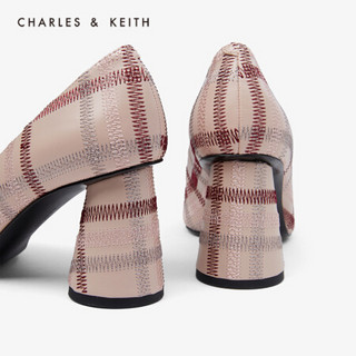 CHARLES＆KEITH女鞋冬季CK1-60920158-A圆柱阔跟尖头高跟单鞋女 Nude肉色 34