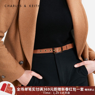 CHARLES&KEITH2021春季CK4-32250239时尚鳄鱼纹印花女士腰带皮带 Tan茶色 M