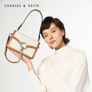 CHARLES＆KEITH2021春季CK2-20701016-1金属圆环饰手提单肩包女包女 Cognac白兰地色 M