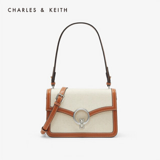 CHARLES＆KEITH2021春季CK2-20701016-1金属圆环饰手提单肩包女包女 Cognac白兰地色 M